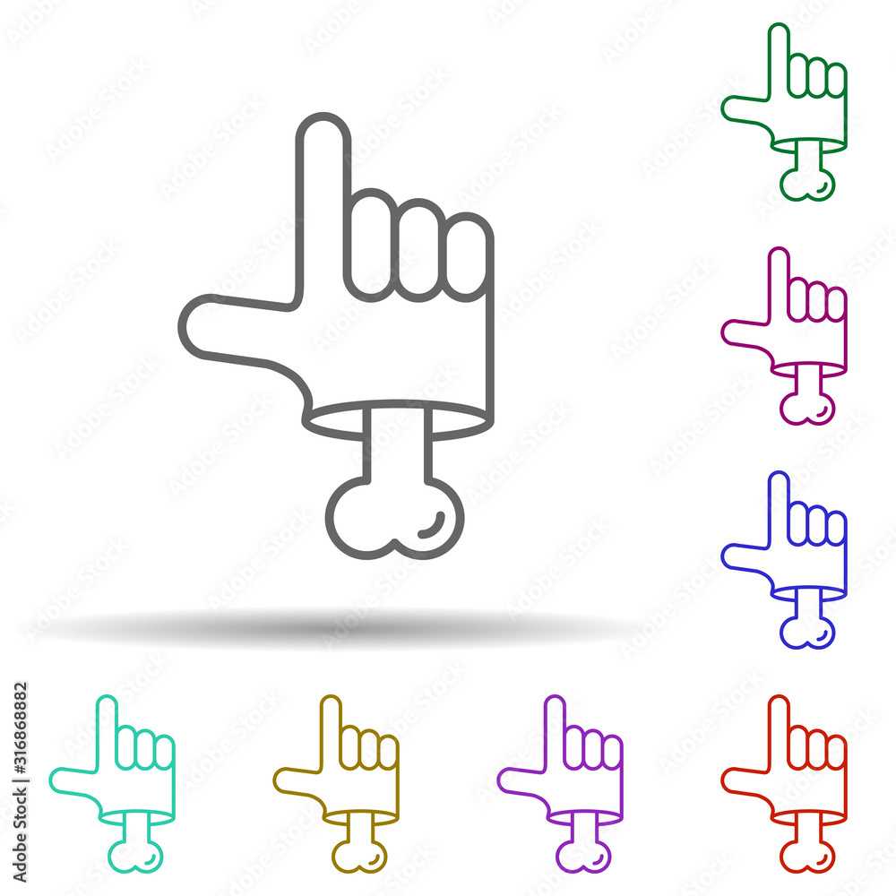 Aufkleber hand, bone, nasty in multi color style icon. simple thin line, outline vector of nasty icons for ui 