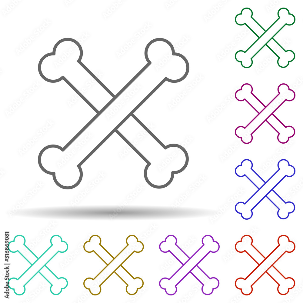 Poster bones, nasty in multi color style icon. simple thin line, outline vector of nasty icons for ui and u