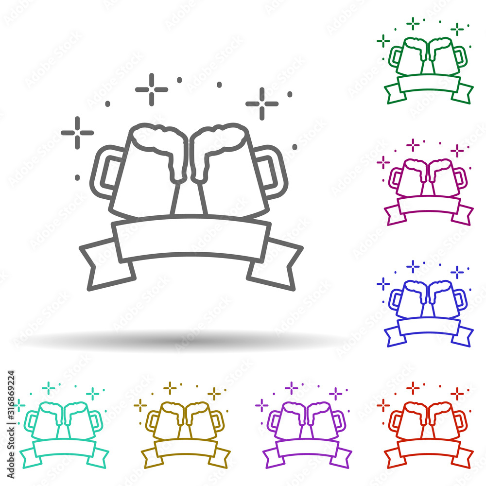 Poster beer, oktoberfest in multi color style icon. simple thin line, outline vector of oktoberfest icons f
