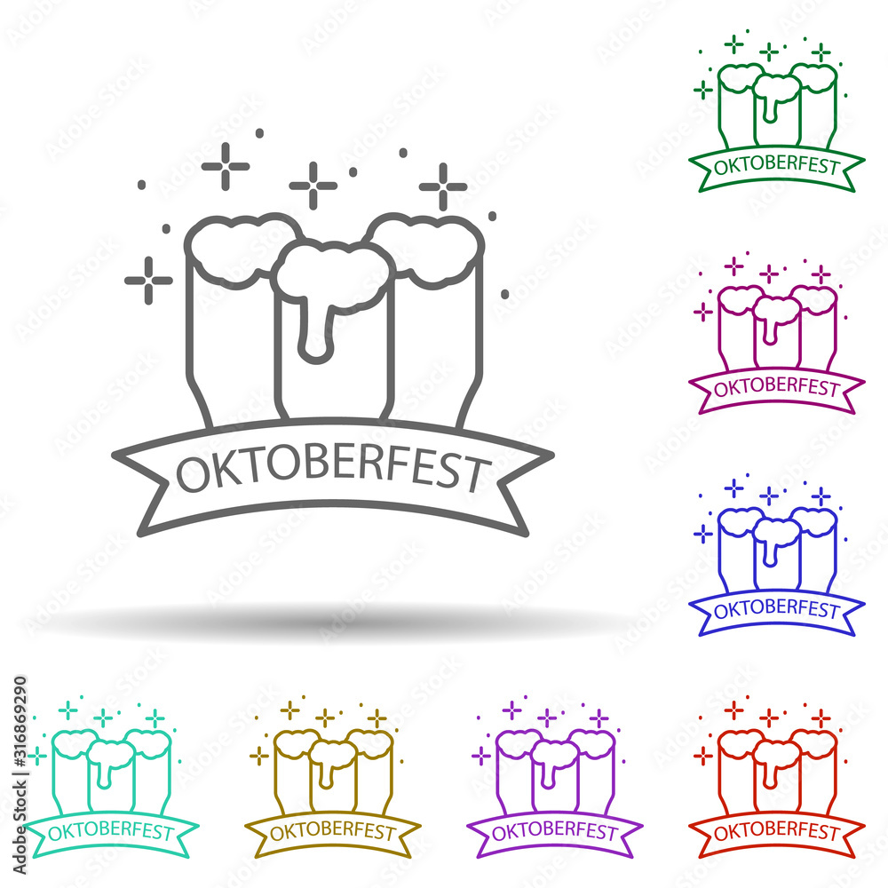 Aufkleber beer, oktoberfest in multi color style icon. simple thin line, outline vector of oktoberfest icons f