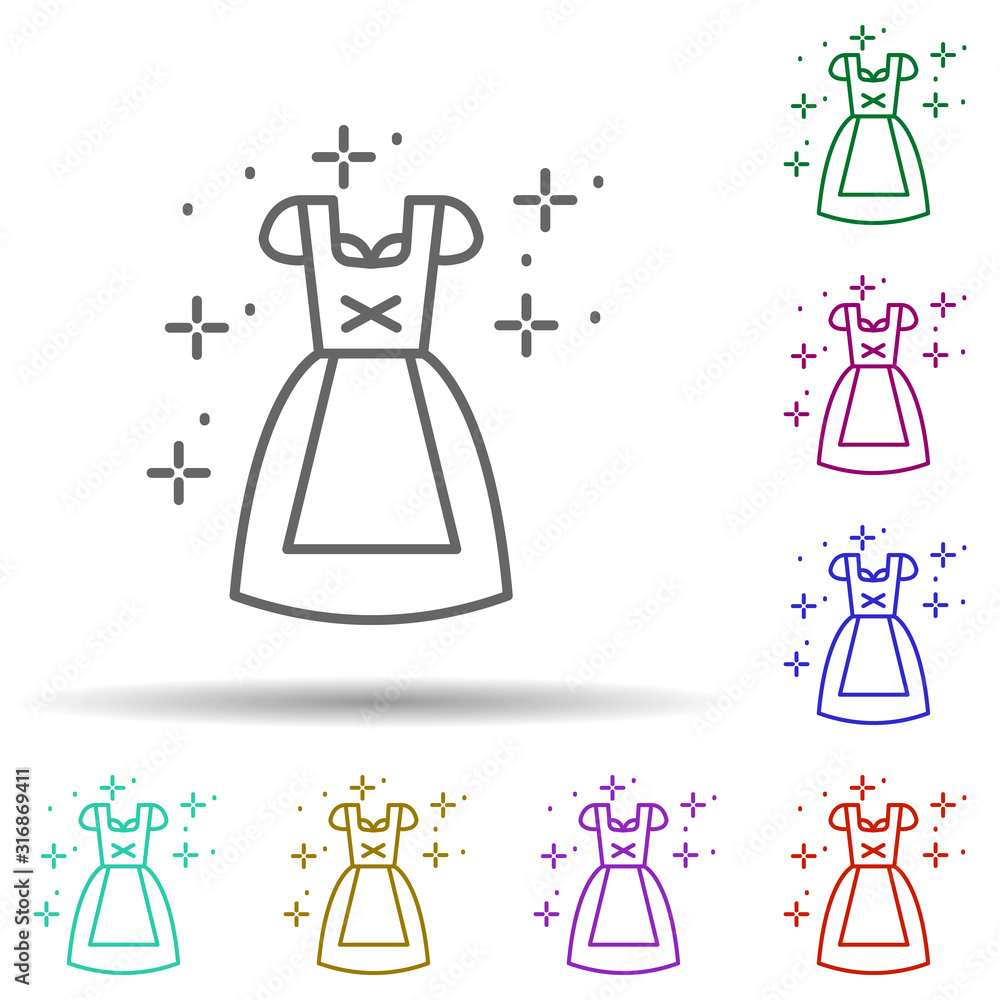 Aufkleber dirndl, dress in multi color style icon. simple thin line, outline vector of oktoberfest icons for u