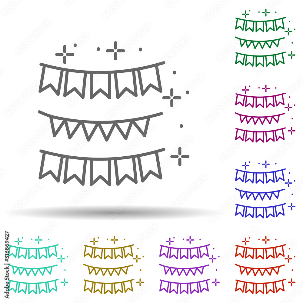 Aufkleber garland, festival in multi color style icon. simple thin line, outline vector of oktoberfest icons f