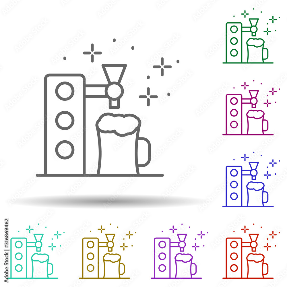Poster beer tap, drink in multi color style icon. simple thin line, outline vector of oktoberfest icons for