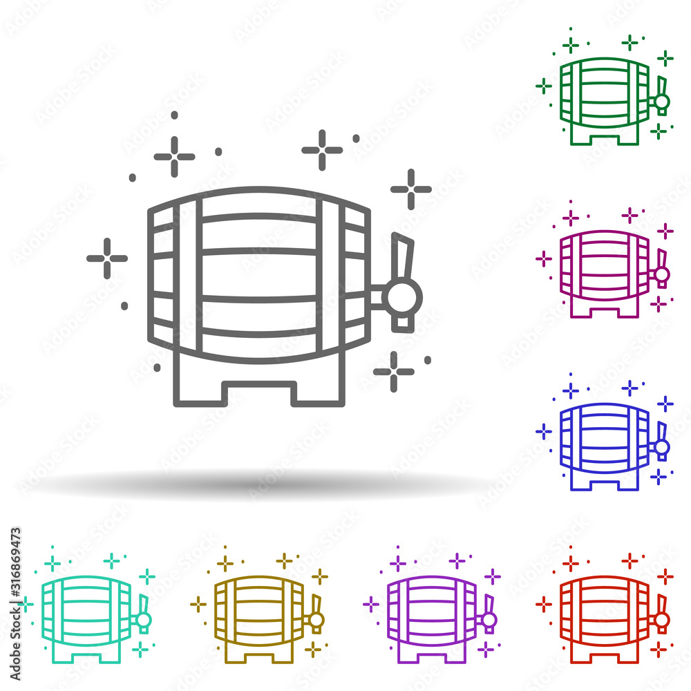 Poster barrel, beer in multi color style icon. simple thin line, outline vector of oktoberfest icons for ui