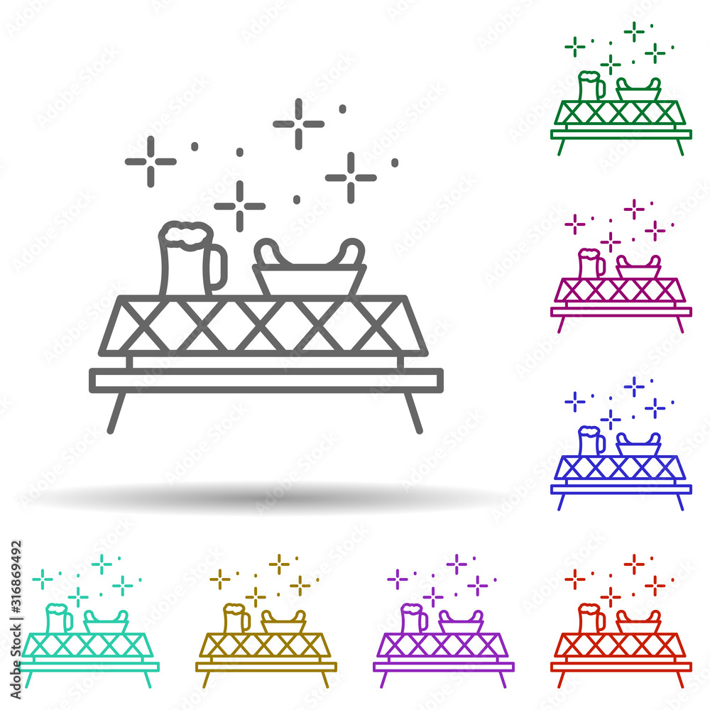 Poster picnic, beer in multi color style icon. simple thin line, outline vector of oktoberfest icons for ui