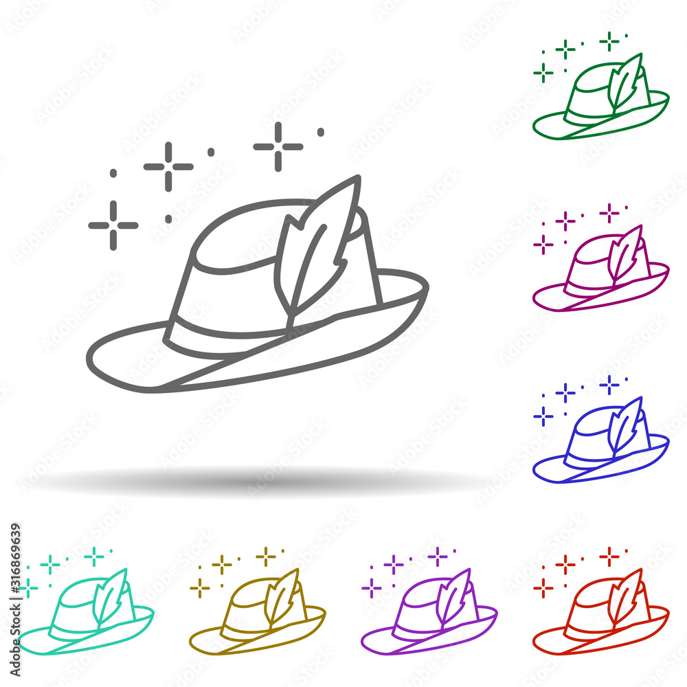 Aufkleber hat, german in multi color style icon. simple thin line, outline vector of oktoberfest icons for ui 