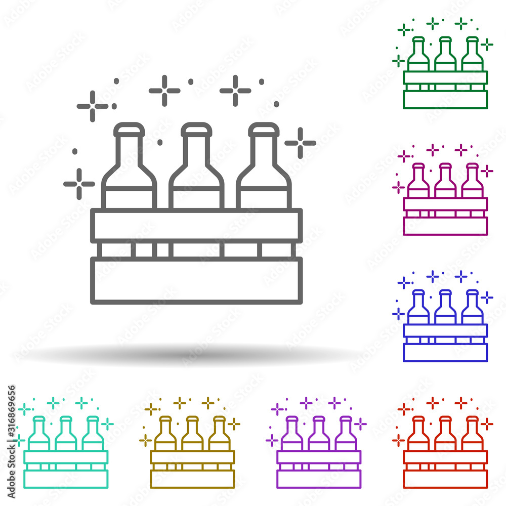 Poster beers, bottle in multi color style icon. simple thin line, outline vector of oktoberfest icons for u