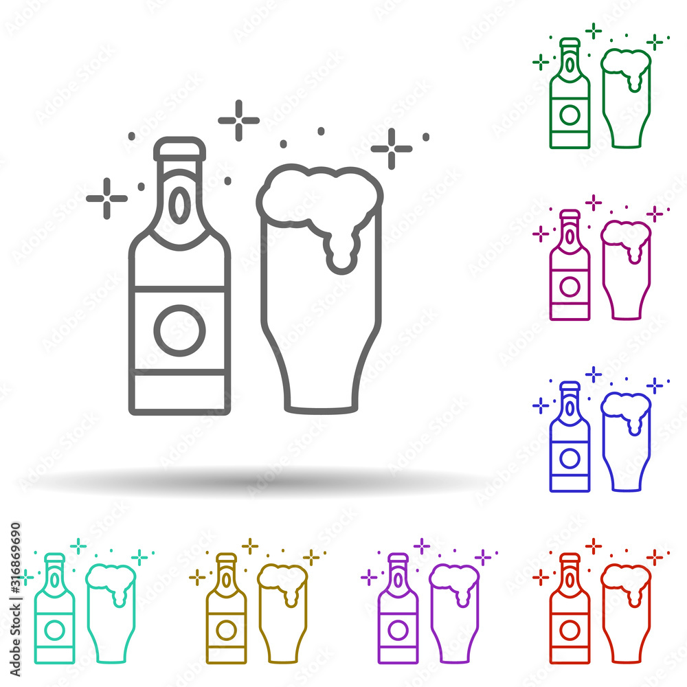 Poster beer, drink in multi color style icon. simple thin line, outline vector of oktoberfest icons for ui 
