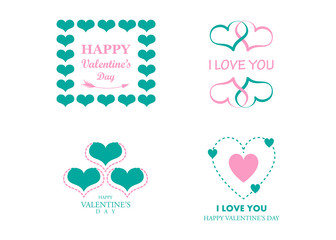 Wedding And Happy Valentine's Day Logo - Isolated On White Background - Vector. Valentine's Day Logo Collection For Love Icon, Heart Design And Wedding Logo.  Modern Happy Valentine's Day Text