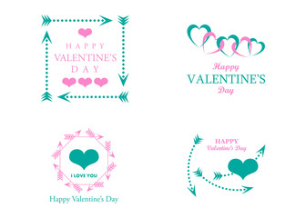 Wedding And Happy Valentine's Day Logo - Isolated On White Background - Vector. Valentine's Day Logo Collection For Love Icon, Heart Design And Wedding Logo.  Modern Happy Valentine's Day Text