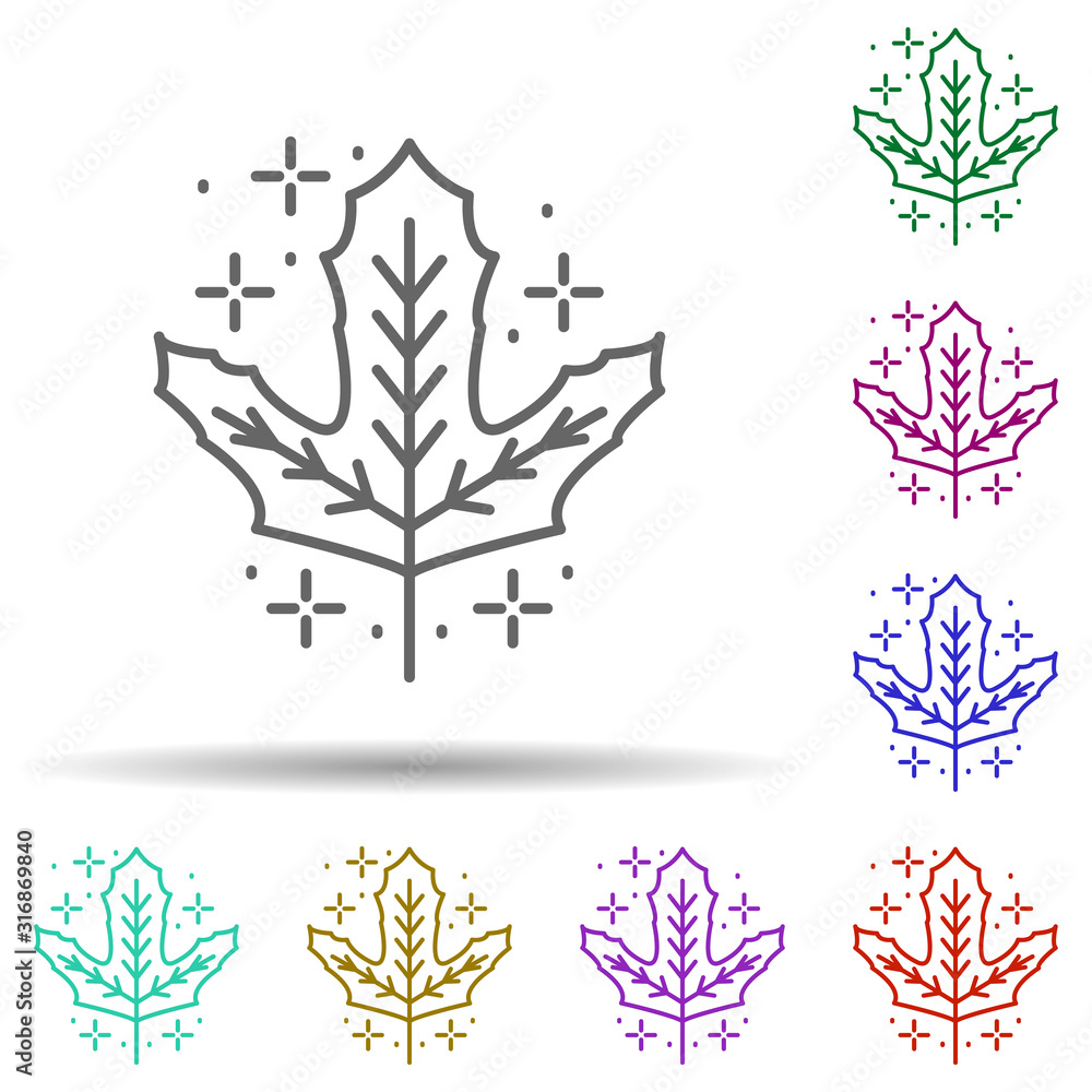 Poster maple leaf, plant in multi color style icon. simple thin line, outline vector of oktoberfest icons f
