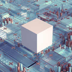 Tech futuristic geometric background. 3d illustration, 3d rendering.