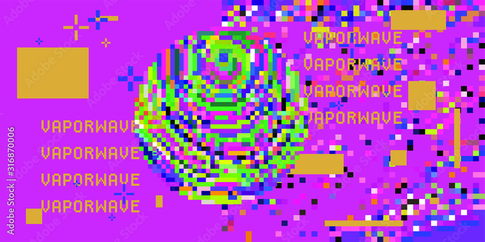 Aufkleber Circle made of colorful random pixels. Generative computer art.