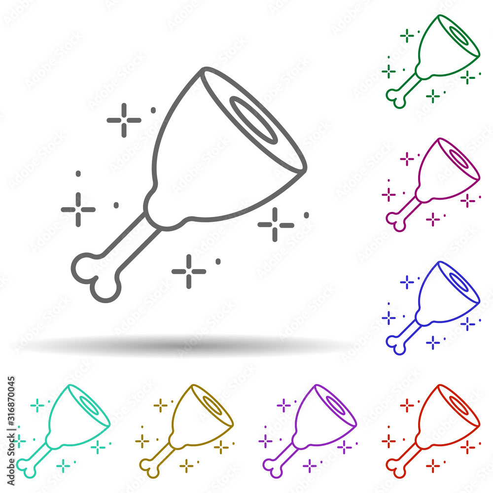 Poster ham, food, meat in multi color style icon. simple thin line, outline vector of oktoberfest icons for