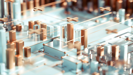 Tech futuristic geometric background. 3d illustration, 3d rendering.