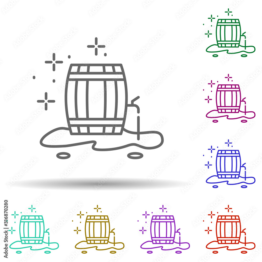 Poster barrel, beer in multi color style icon. simple thin line, outline vector of oktoberfest icons for ui