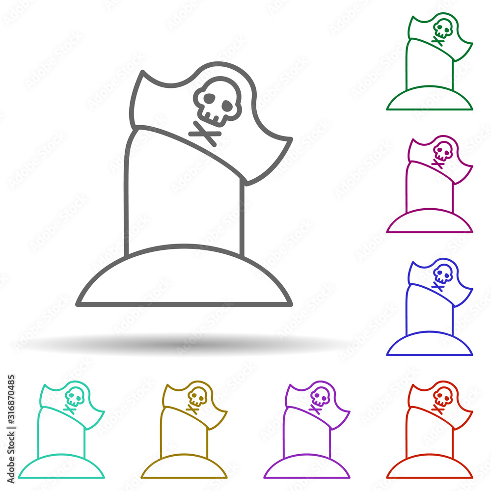 Poster pirate's grave in multi color style icon. simple thin line, outline vector of pirate icons for ui an