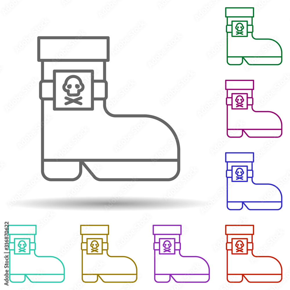 Poster boot, pirate in multi color style icon. simple thin line, outline vector of pirate icons for ui and 