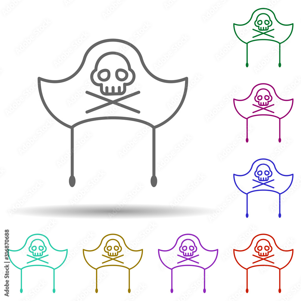 Poster hat, pirate in multi color style icon. simple thin line, outline vector of pirate icons for ui and u