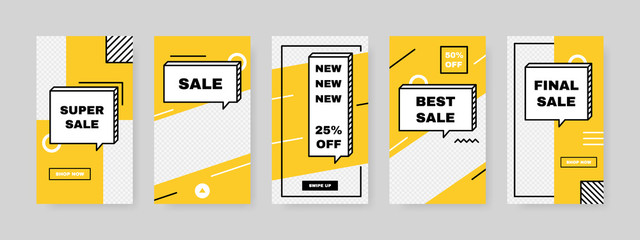 Set of trendy sale banner template design for social media post. Advertising post or story. Vector illustration