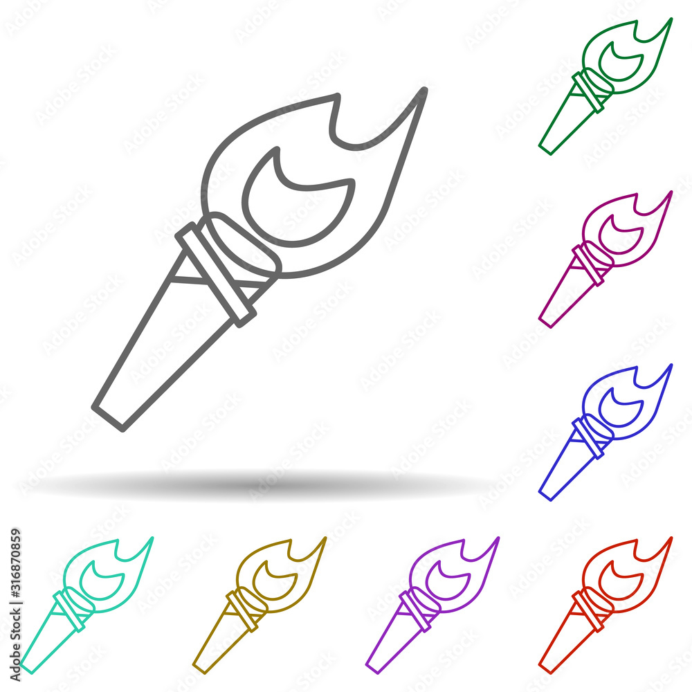 Poster torch, pirate in multi color style icon. simple thin line, outline vector of pirate icons for ui and