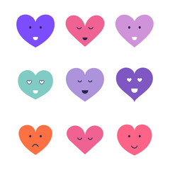 Colorful Heart hand drawn icons set isolated on white background. For poster, wallpaper and Valentine's day. Collection of hearts, creative art