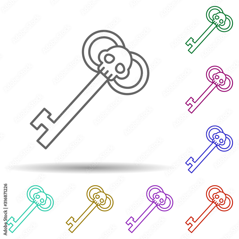 Poster key, pirate in multi color style icon. simple thin line, outline vector of pirate icons for ui and u