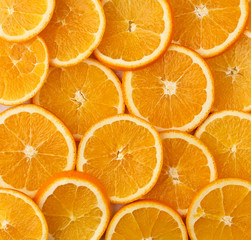 texture of round slices of ripe juicy orange. Organic food frame