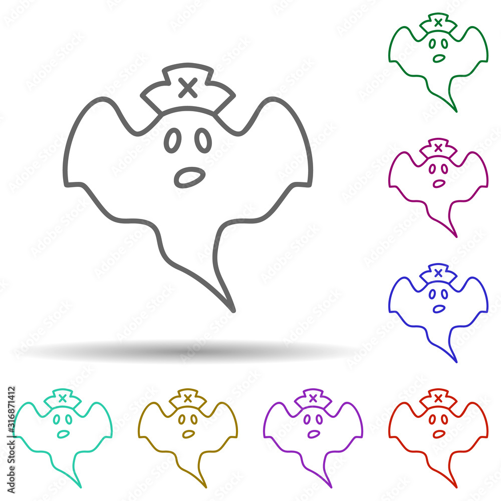 Poster ghost, pirate in multi color style icon. simple thin line, outline vector of pirate icons for ui and