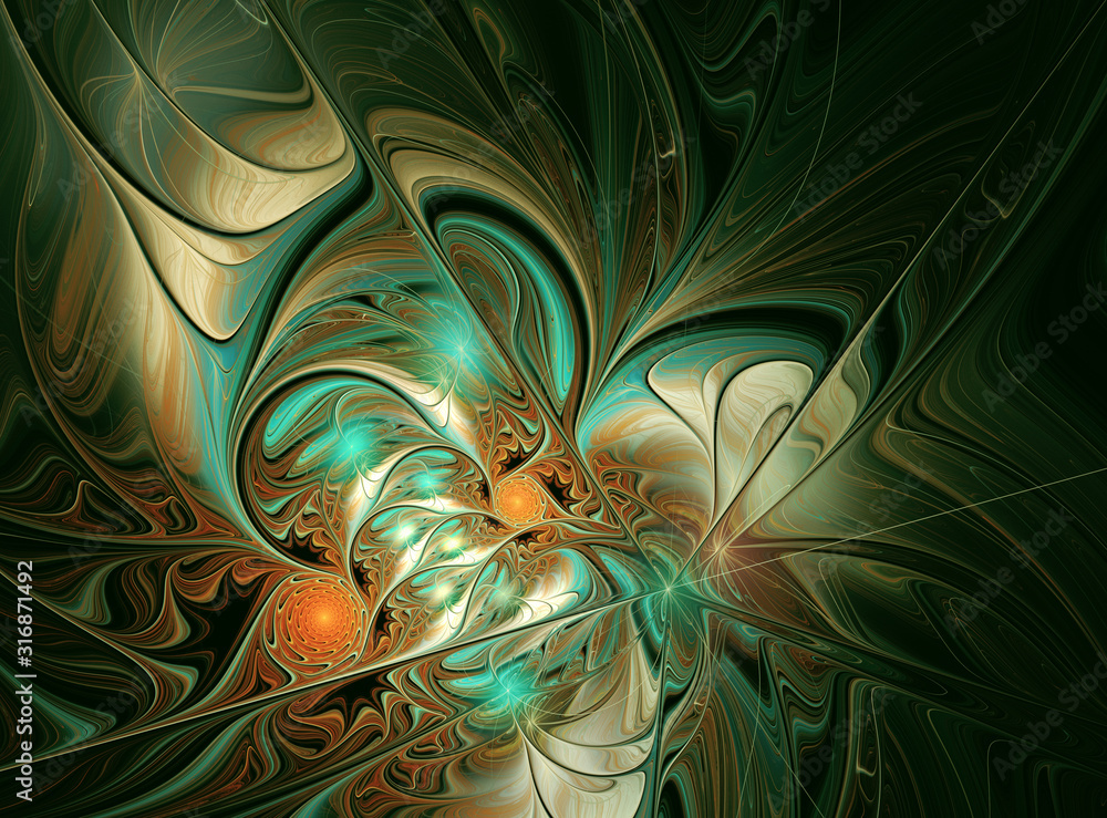 Poster abstract color dynamic background with lighting effect. fractal art