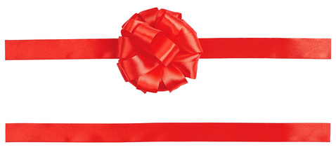 Red bow and ribbon isolated on white background