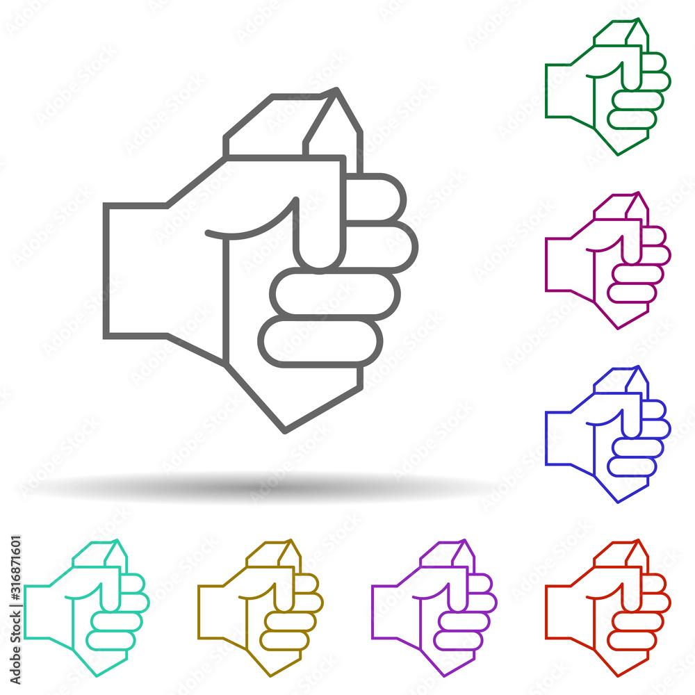 Poster Prehistoric hand axe in multi color style icon. Simple thin line, outline vector of prehistoric icons for ui and ux, website or mobile application
