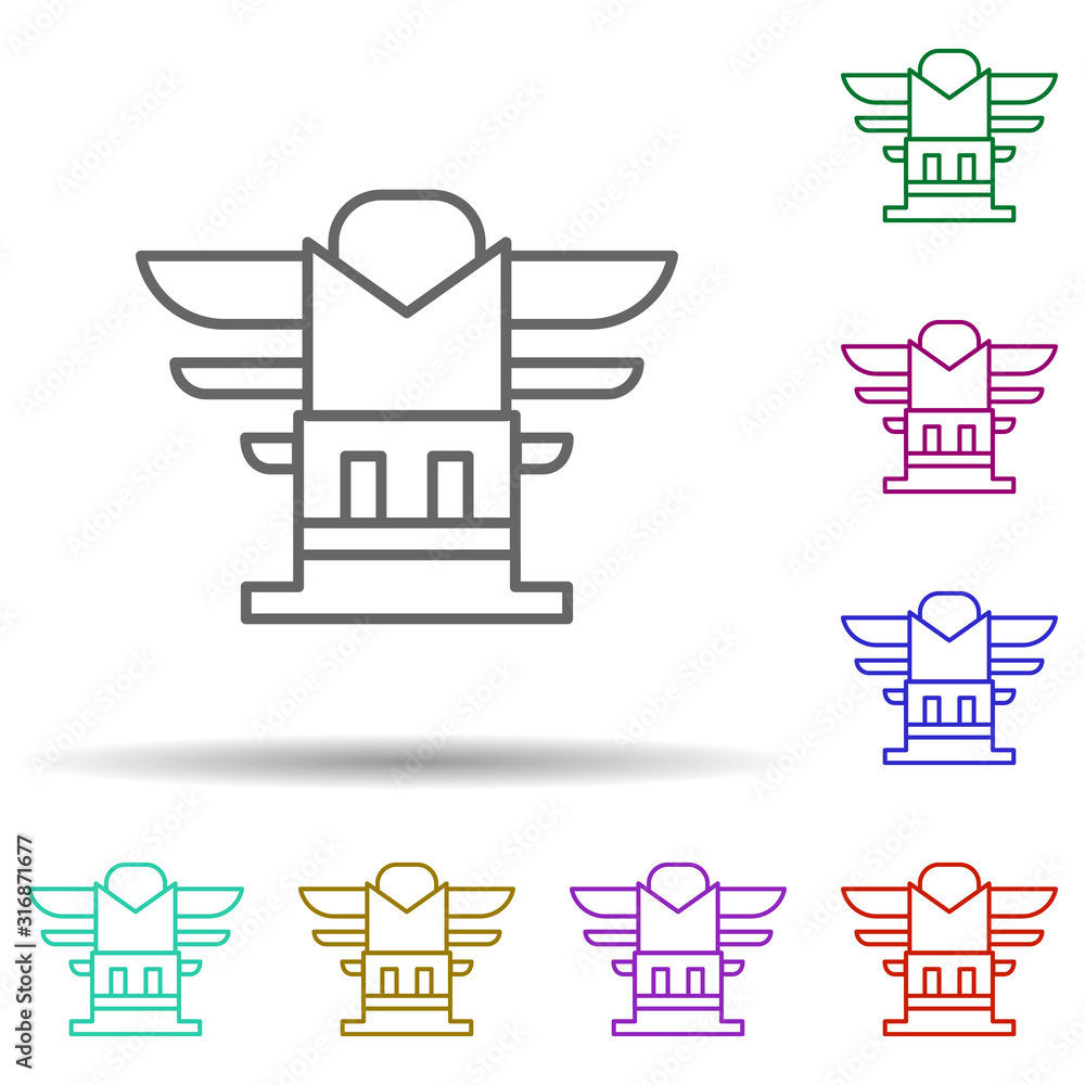 Poster prehistoric totem in multi color style icon. simple thin line, outline vector of prehistoric icons f
