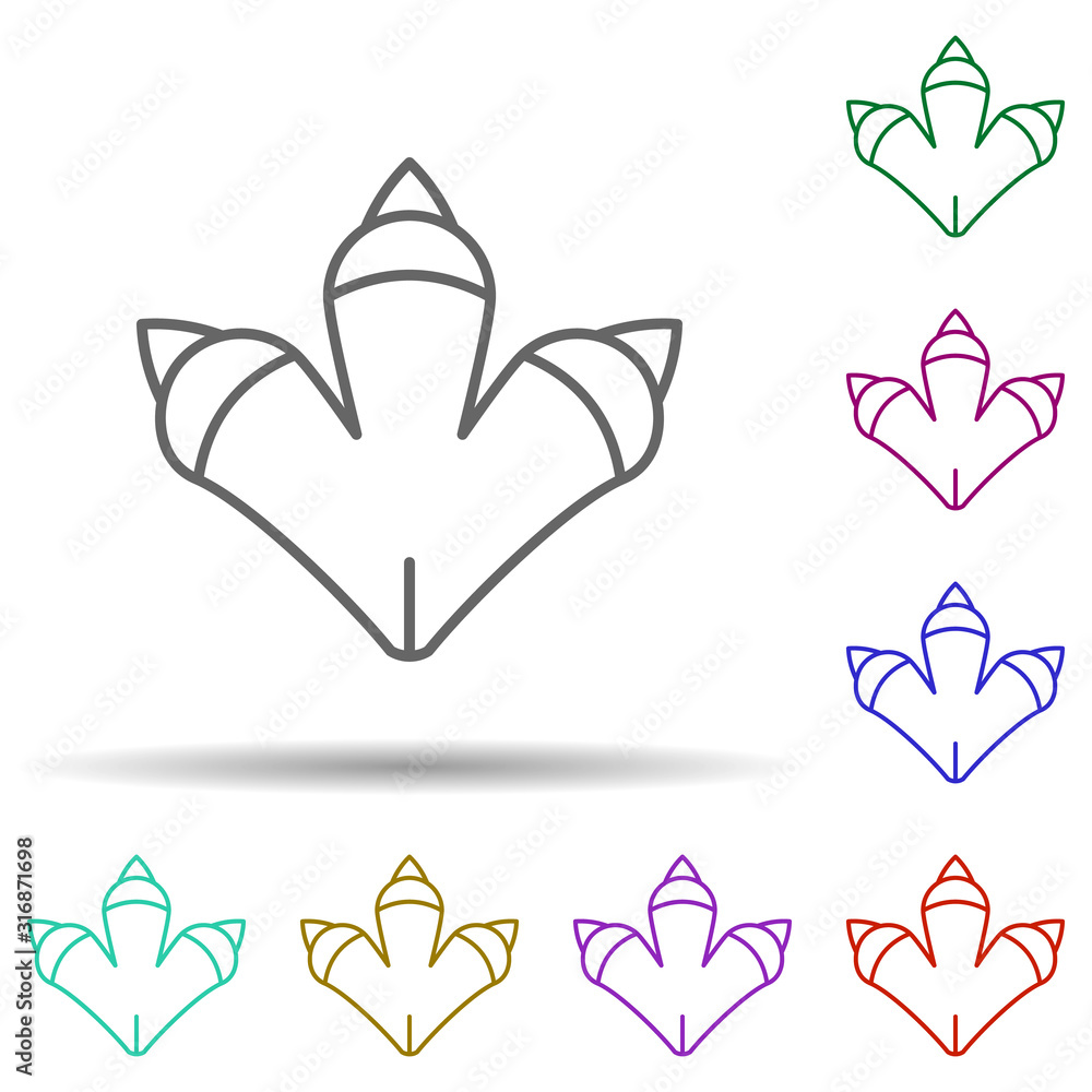 Poster prehistoric claws in multi color style icon. simple thin line, outline vector of prehistoric icons f