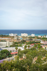 View of the city of Protaras from the top of the mountain, on which the Church of the Prophet Elijah is located.