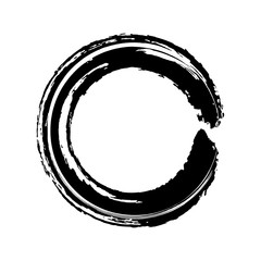 Zen circle drawn with a brush with black paint