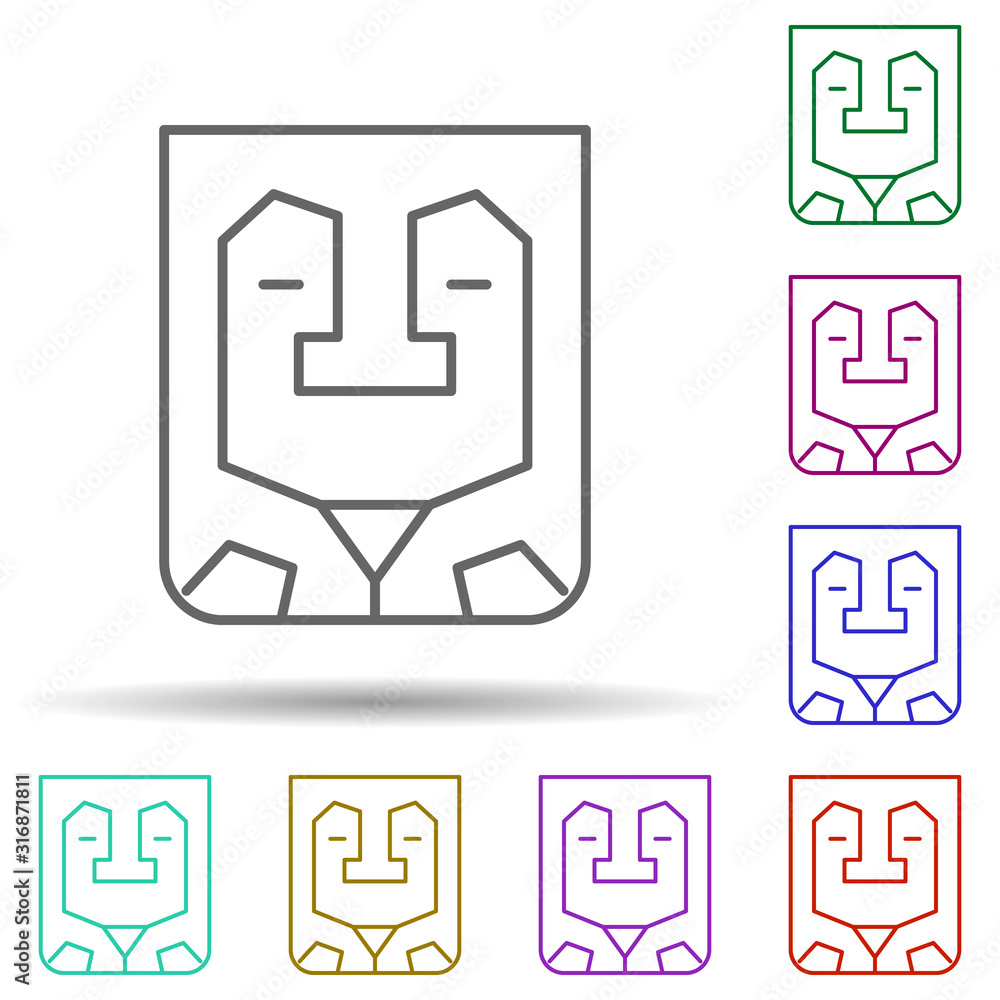 Poster prehistoric mask in multi color style icon. simple thin line, outline vector of prehistoric icons fo