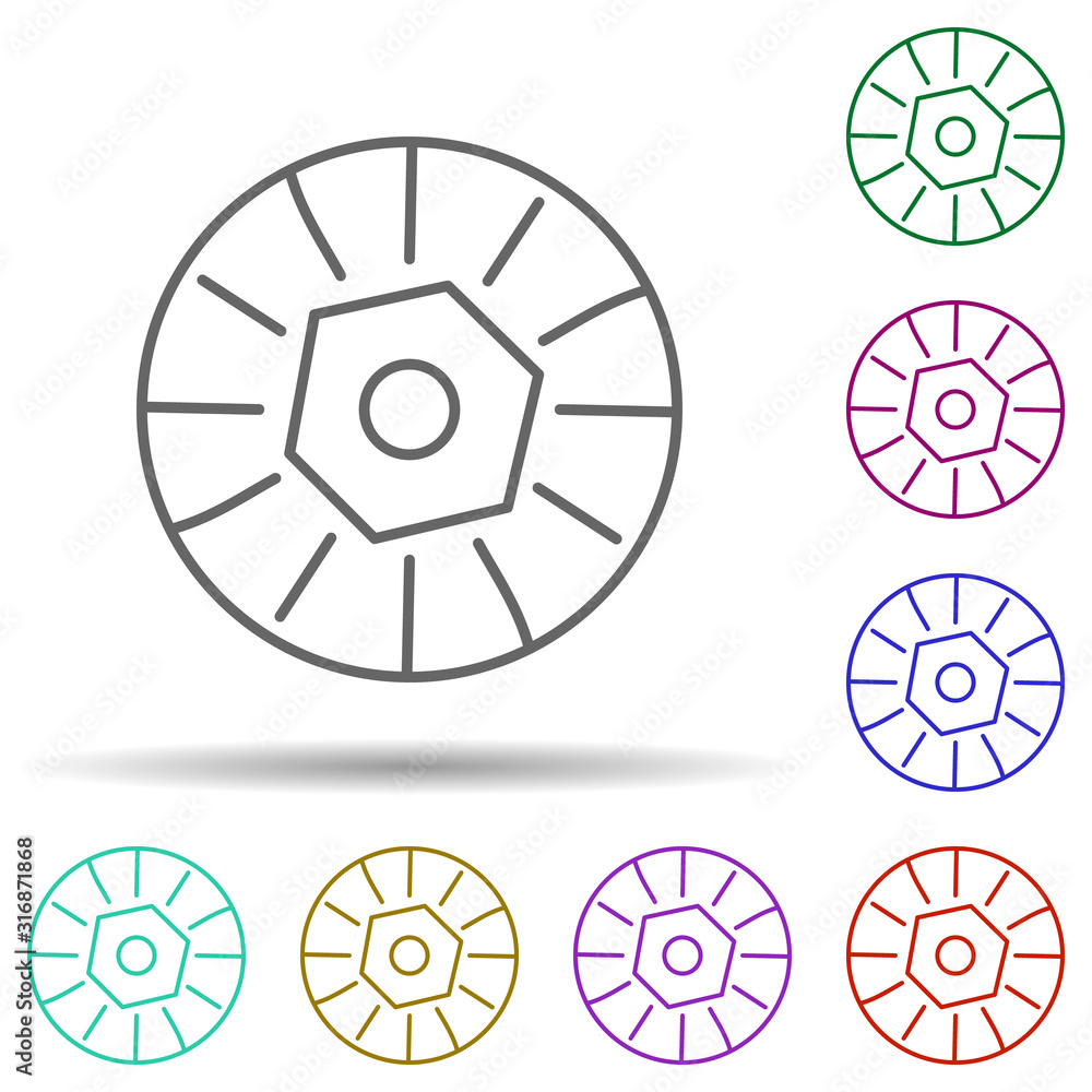 Aufkleber prehistoric stone wheel in multi color style icon. simple thin line, outline vector of prehistoric i