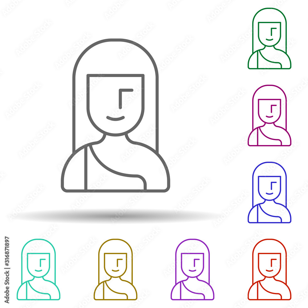 Poster prehistoric troglodyte in multi color style icon. simple thin line, outline vector of prehistoric ic
