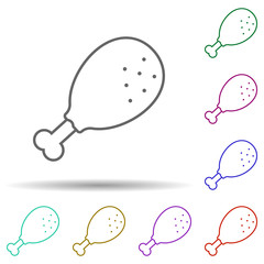 Prehistoric chicken leg in multi color style icon. Simple thin line, outline vector of prehistoric icons for ui and ux, website or mobile application