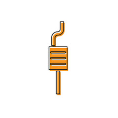 Orange Car muffler icon isolated on white background. Exhaust pipe. Vector Illustration