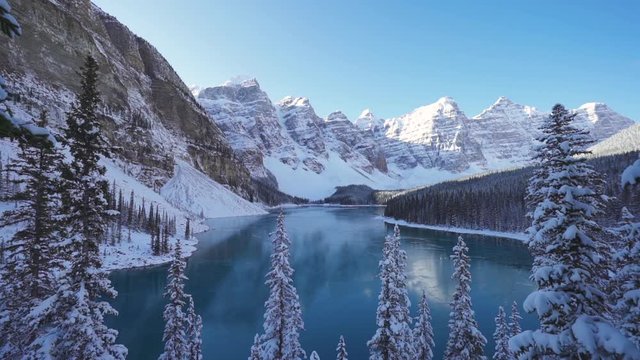Lake Moraine in Winter Banff Mountain View