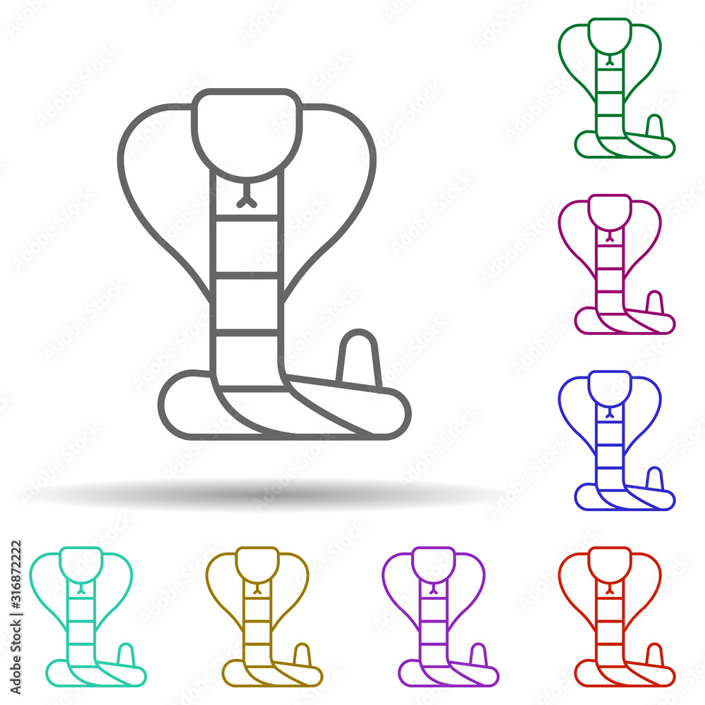 Aufkleber prehistoric cobra animal in multi color style icon. simple thin line, outline vector of prehistoric 
