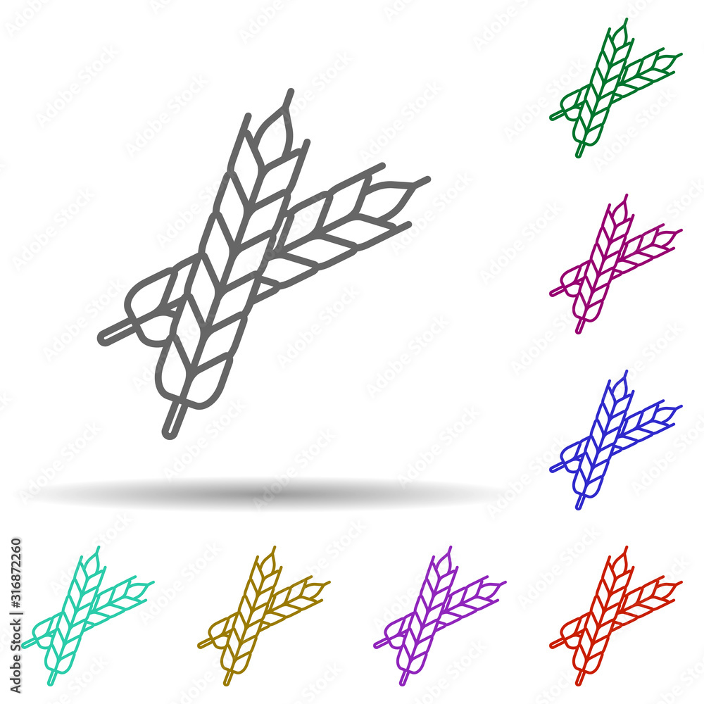 Poster prehistoric wheat in multi color style icon. simple thin line, outline vector of prehistoric icons f