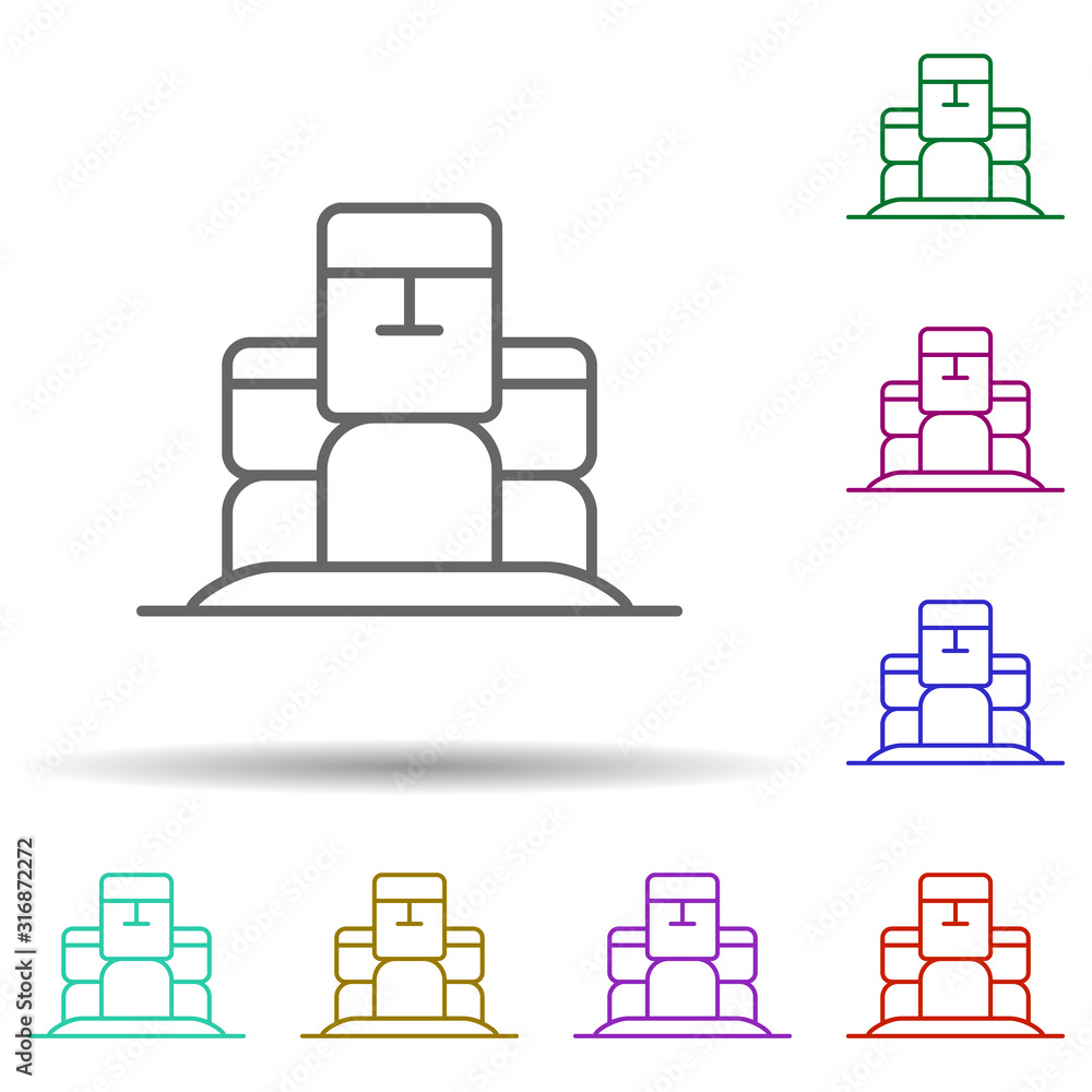 Poster prehistoric moai in multi color style icon. simple thin line, outline vector of prehistoric icons fo
