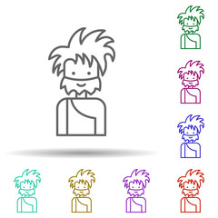 Prehistoric troglodyte in multi color style icon. Simple thin line, outline vector of prehistoric icons for ui and ux, website or mobile application