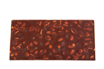 milk chocolate with nuts isolated on the white