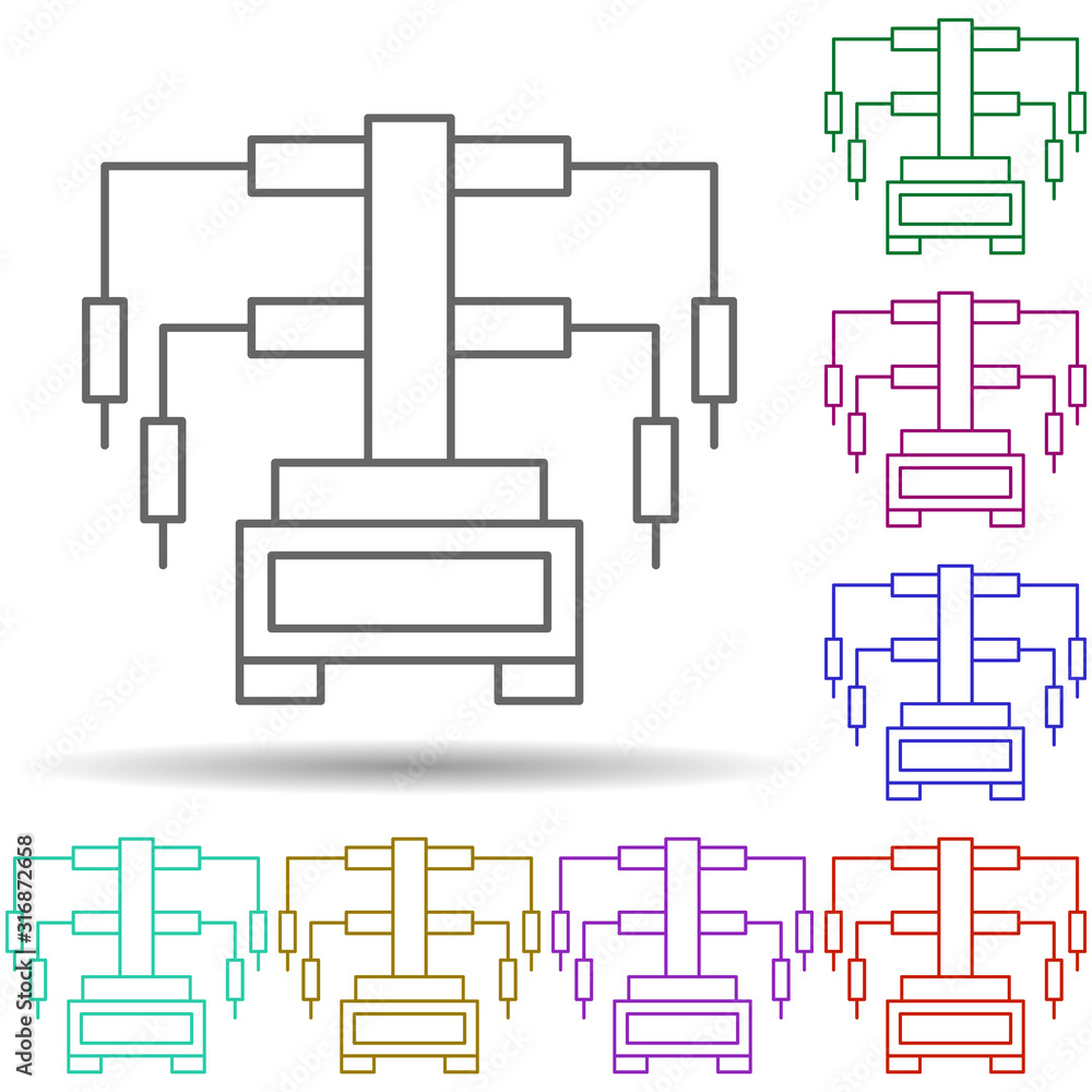 Poster robotic mechanism medicine technology in multi color style icon. simple thin line, outline vector of