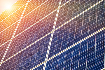 Solar energy panels in sunlight