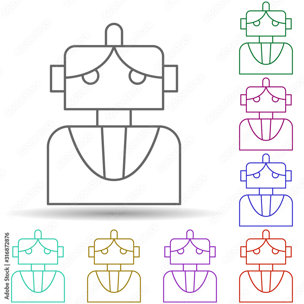 Poster robotic technology man in multi color style icon. simple thin line, outline vector of robotisc icons
